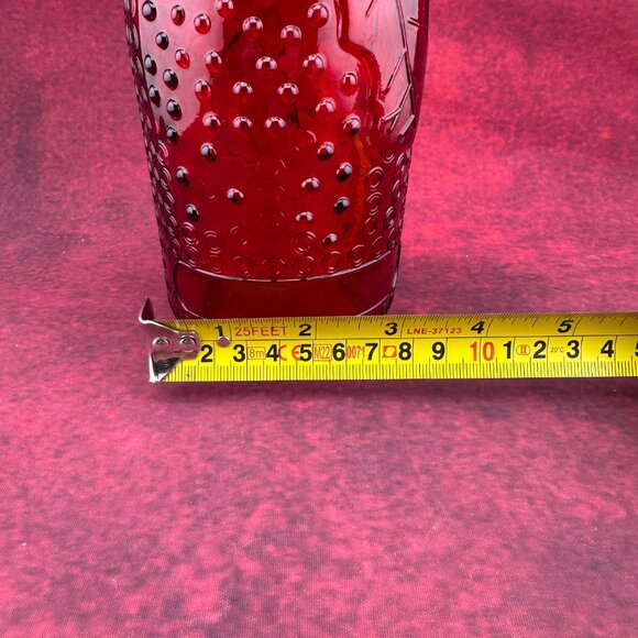 HOLIDAY ROUND GLASS DECORATING RED BOTTLE RAISED LEAVES AND GRAPES DESIGN W CORK - Picture 6 of 6